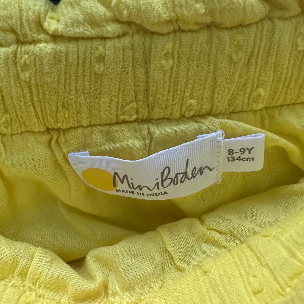 Mini Boden Girls Yellow 3D Floral Applique Cotton Swiss Dot Skater Skirt Sz 8-9Y - Picture 4 of 7